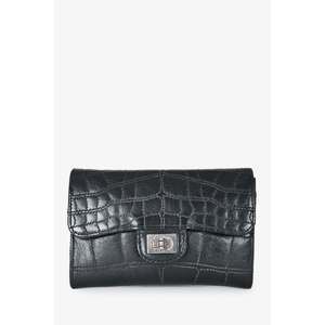 Pre-Loved™ Chanel 2006/08 Black Croc Stitched Reissue Wallet